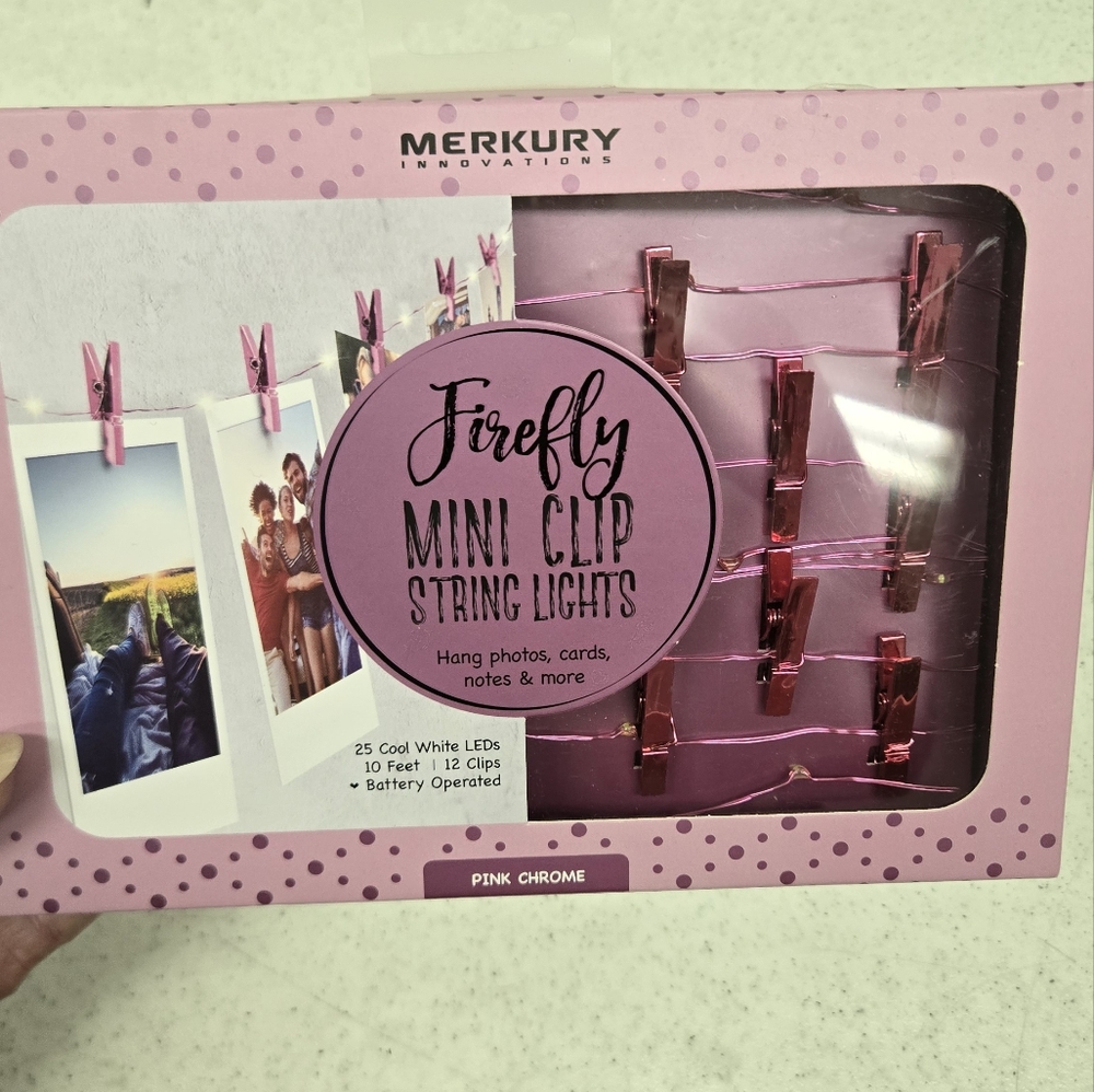 Merkury Innovations Pink Chrome Mini Clip String Lights